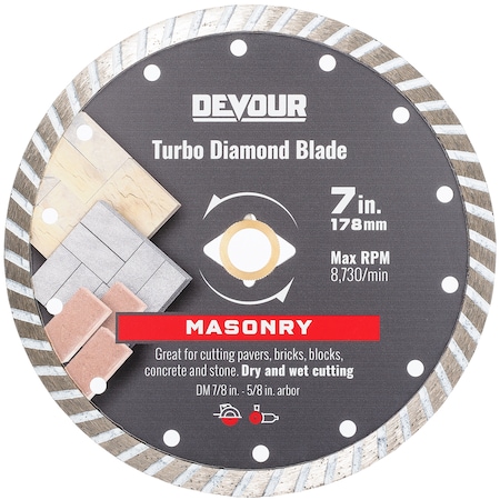Devour 7" Masonry Metal Bond Turbo Rim Blade MB070TR
